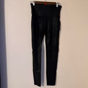 Spanx Womens Faux Stretch Leather Leggings Black Size Large